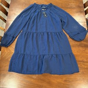 INC (Macys) Size L Blue Tiered Dress NWT
